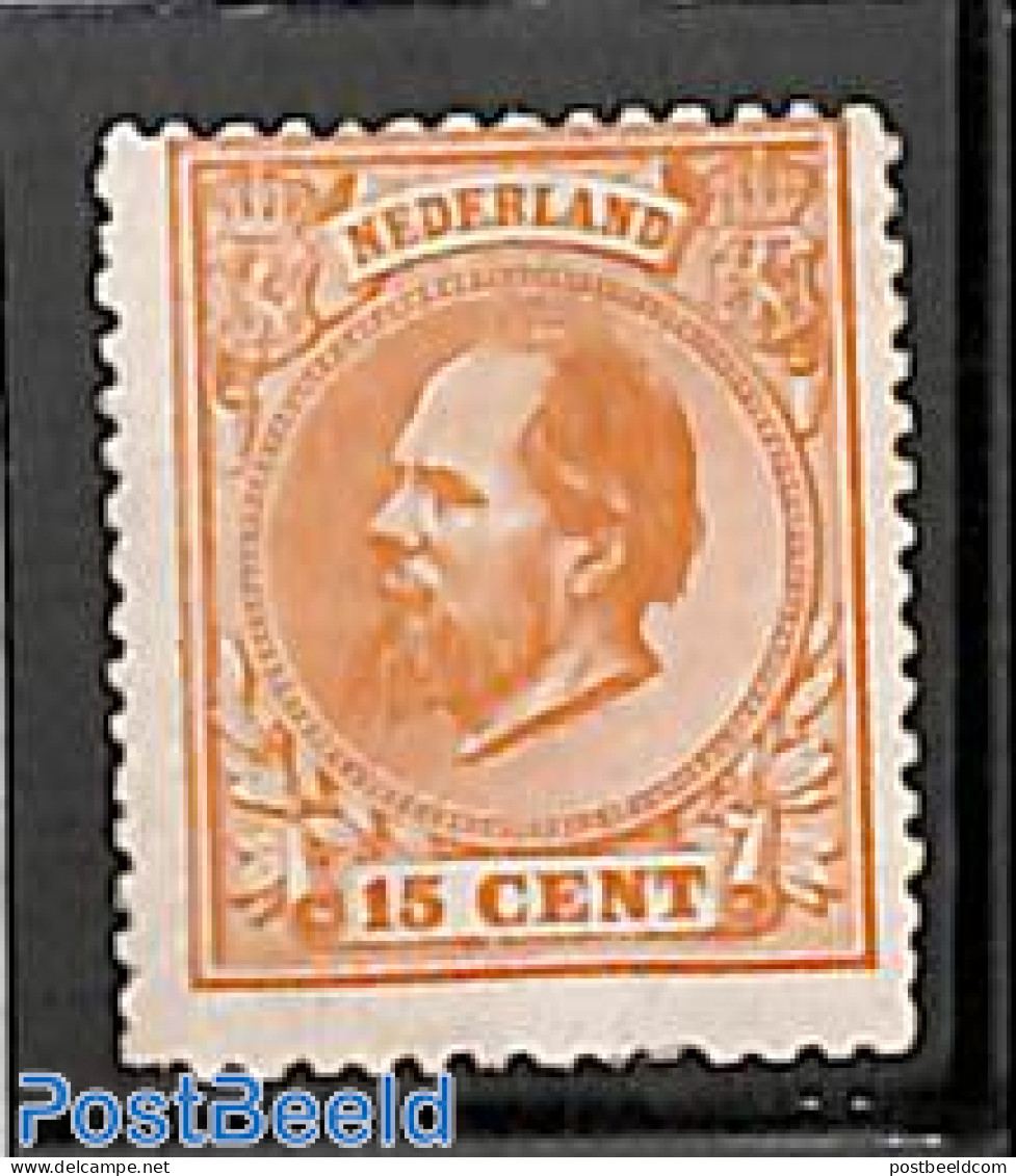 Netherlands 1872 15c, Perf. 13.25:14, Regummed, Unused (hinged) - Nuevos