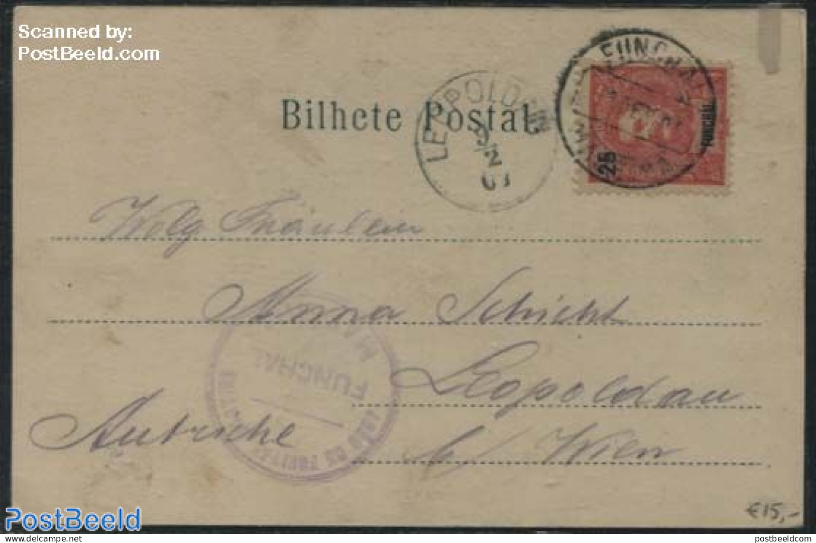 Madeira 1904 Postcard From Funchal To Vienna, Postal History - Madeira