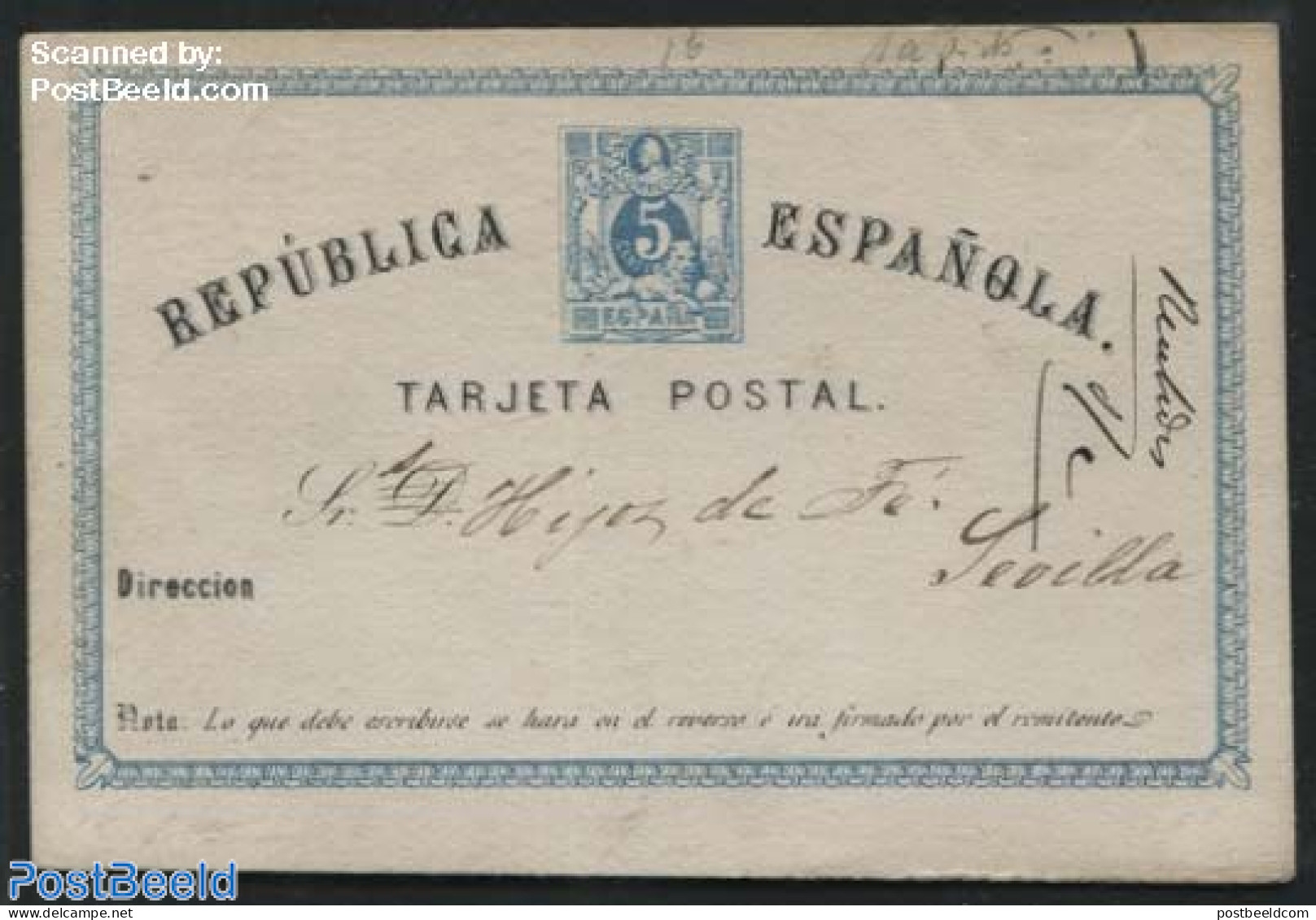 Spain 1873 Postcard 5c, TARGETA, Unused Postal Stationary - Briefe U. Dokumente