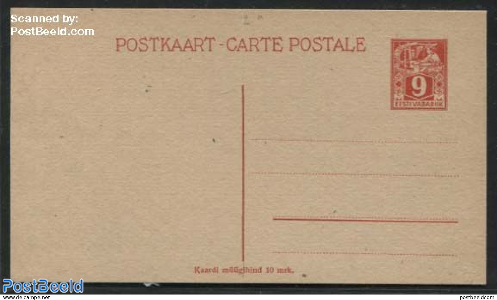 Estonia 1923 Postcard 9Mk, Unused Postal Stationary - Estland