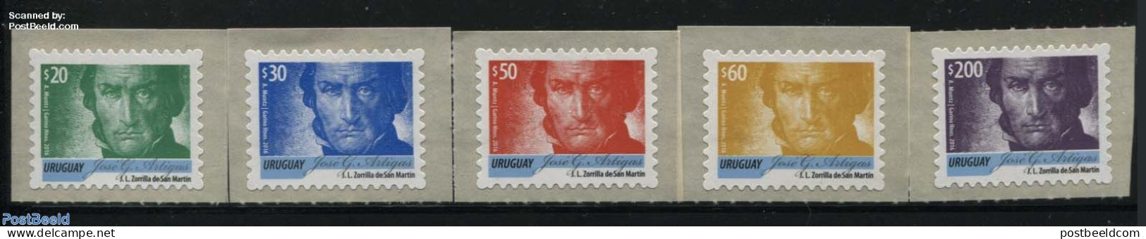 Uruguay 2016 Definitives, Jose G. Artigas 5v S-a, Mint NH - Uruguay