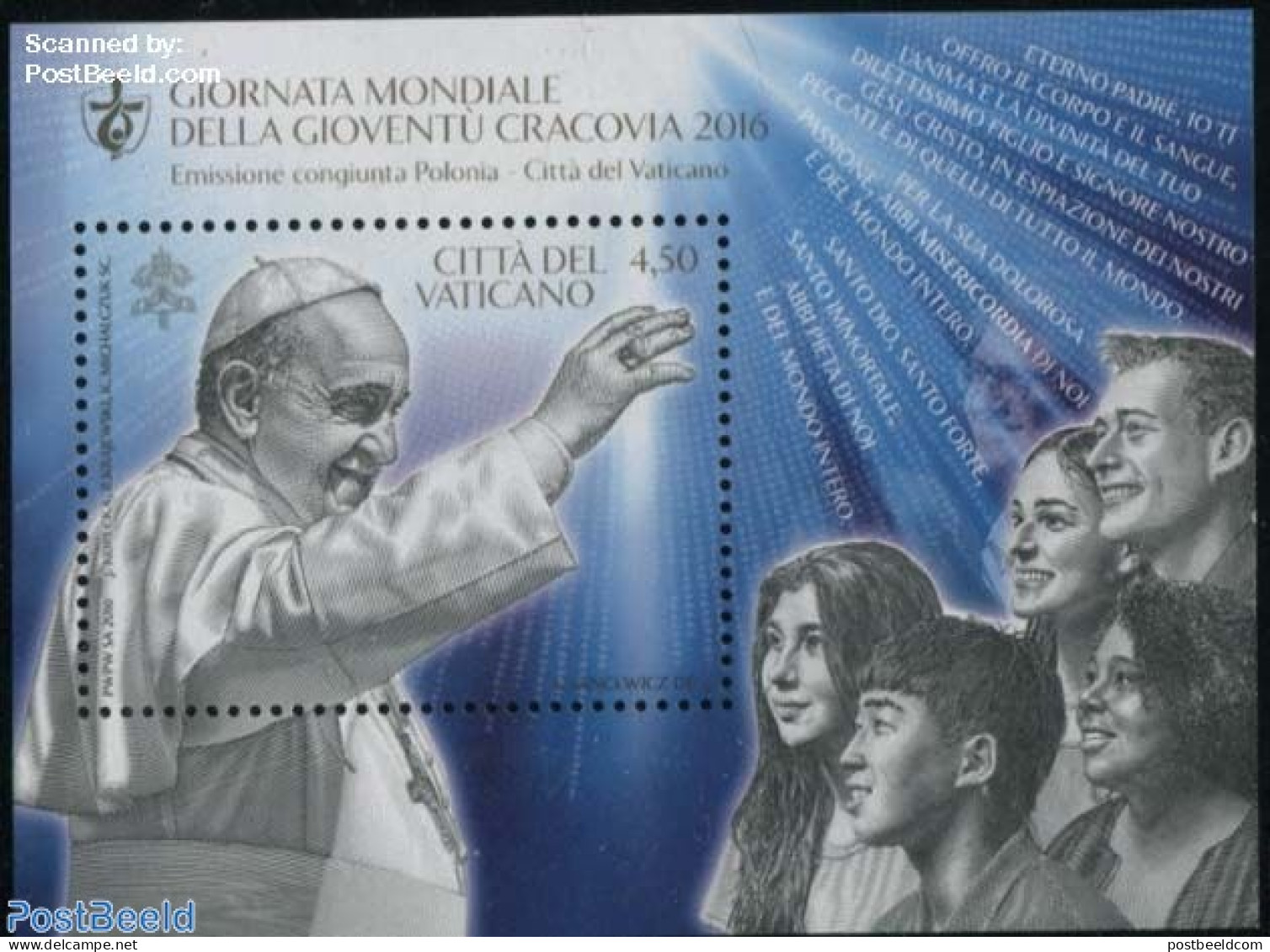 Vatican 2016 World Youth Day Krakow S/s, Joint Issue Poland, Mint NH, Religion - Various - Pope - Religion - Joint Iss.. - Nuevos