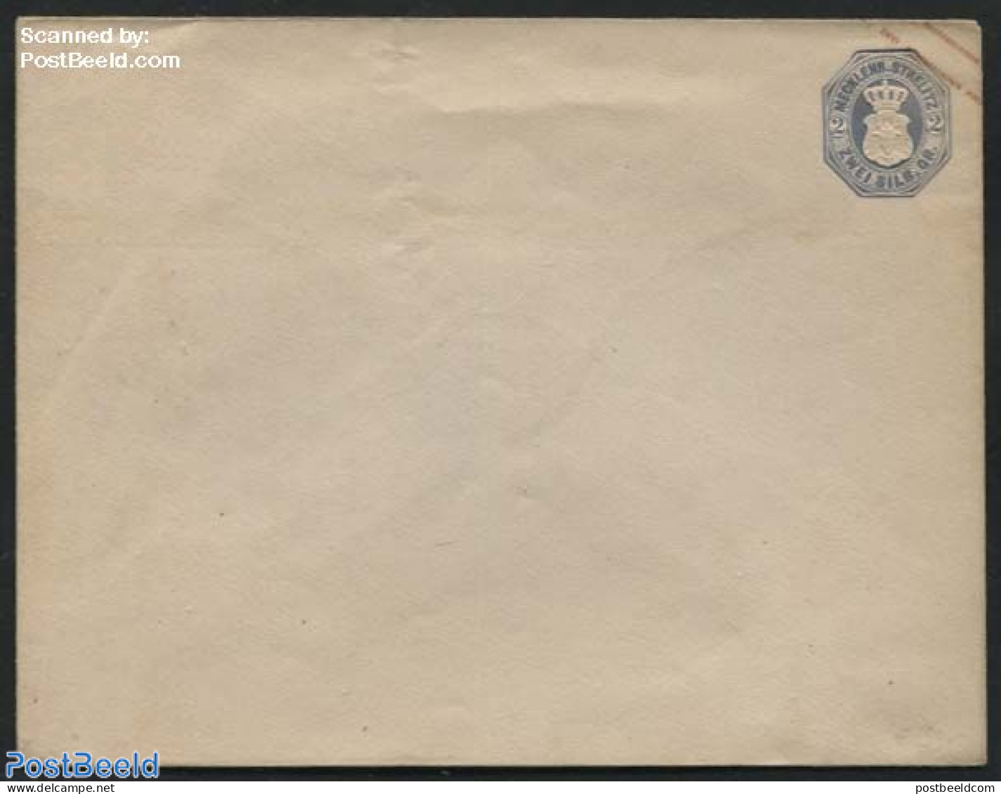 Germany, Mecklenburg-Strelitz 1864 Envelope 2sgr Blue, 148x115mm, Unused Postal Stationary - Mecklenburg-Strelitz
