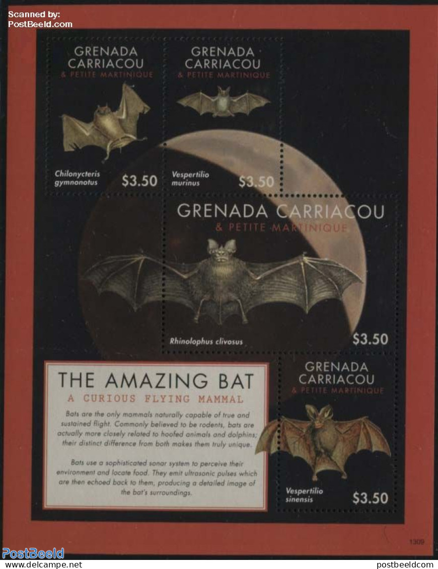 Grenada Grenadines 2013 The Amazing Bat 4v M/s, Mint NH, Nature - Bats - Grenade (1974-...)