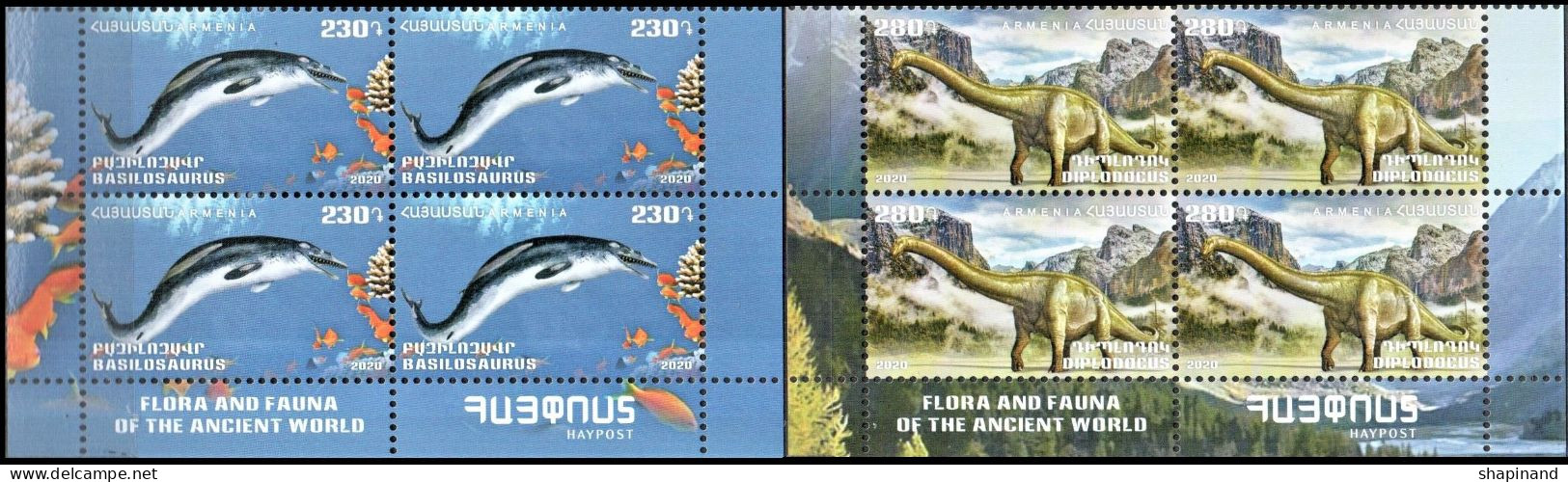 Armenia 2020 "Fauna Of The Ancient World" 2 Blocks Of 4v Quality:100% - Arménie