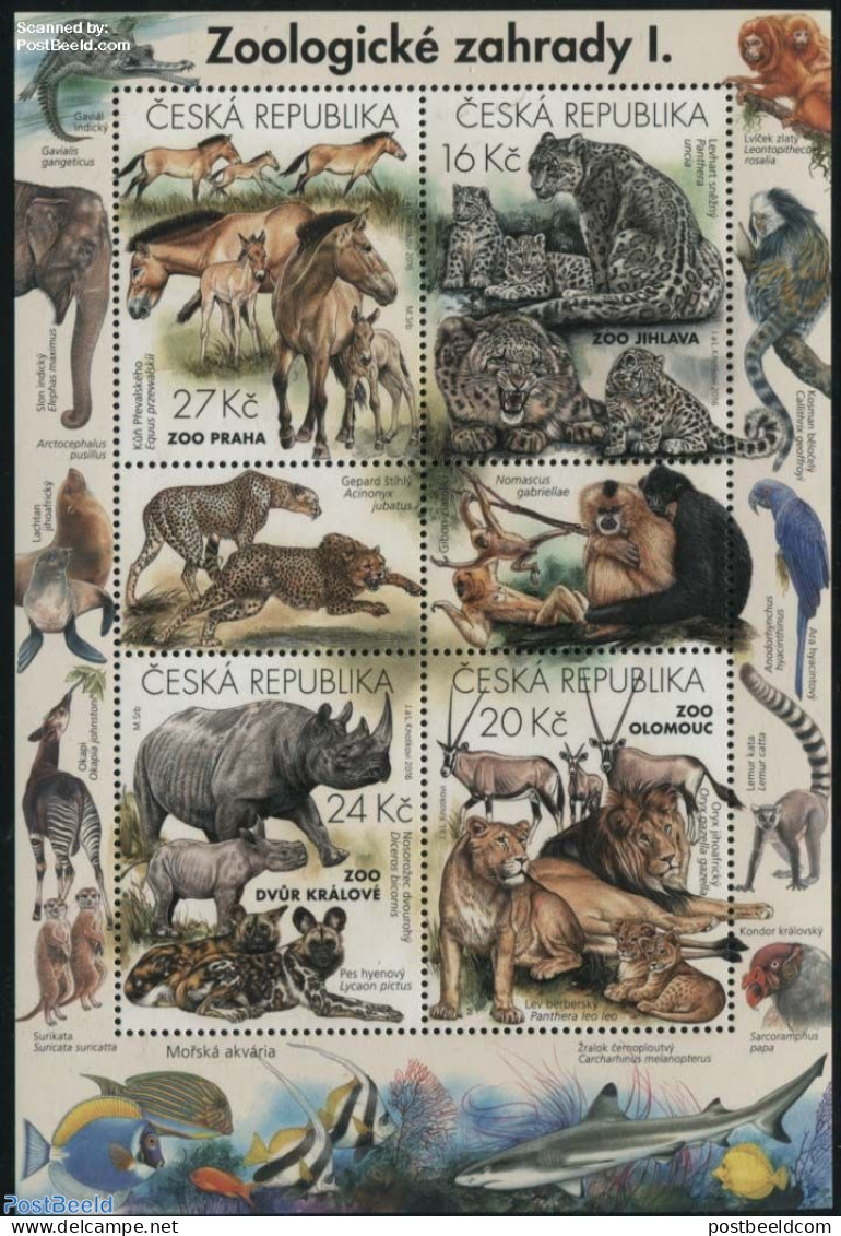 Czech Republic 2016 Zoos S/s, Mint NH, Nature - Animals (others & Mixed) - Cat Family - Crocodiles - Elephants - Fish .. - Andere & Zonder Classificatie