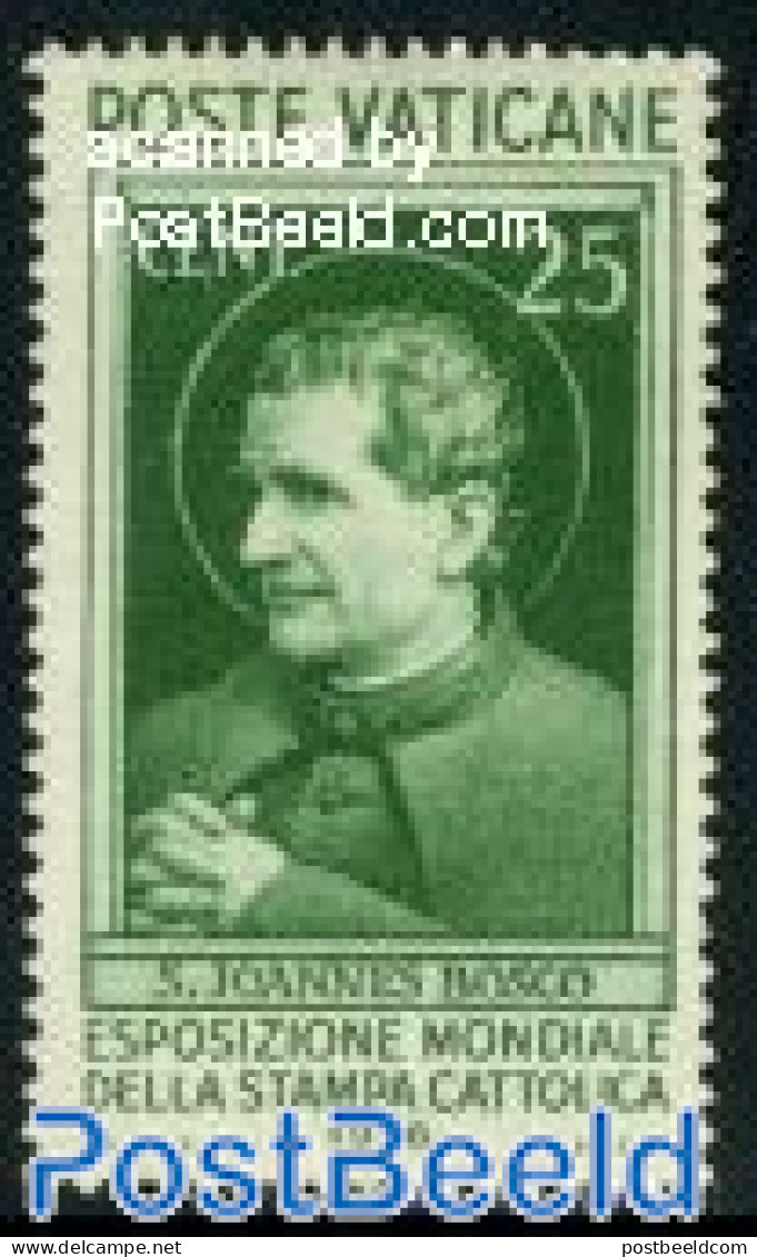Vatican 1936 25c Green, J. Bosco, Stamp Out Of Set, Mint NH - Nuevos