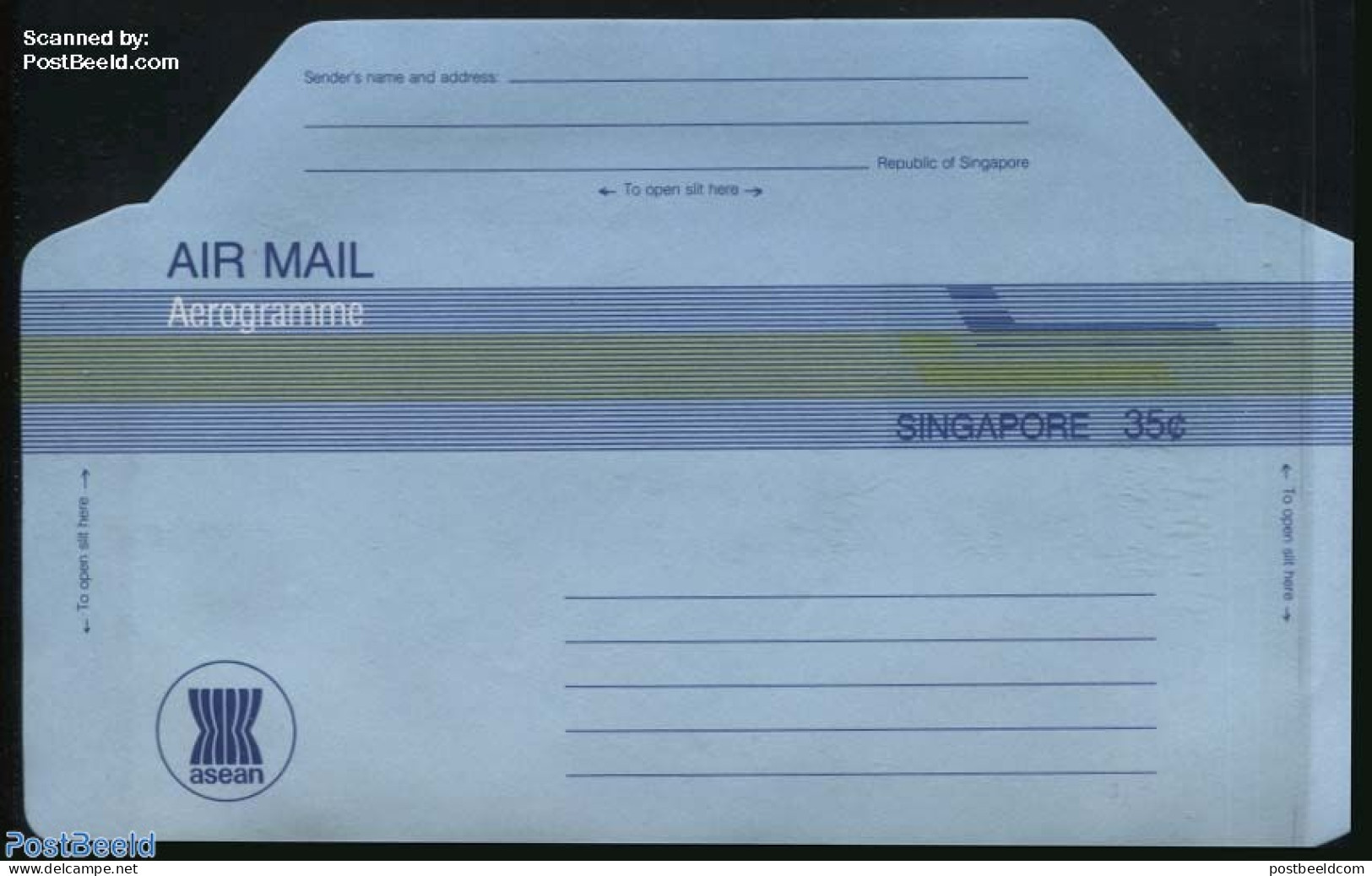 Singapore 1985 Aerogramme 35c, Unused Postal Stationary, Transport - Aircraft & Aviation - Vliegtuigen