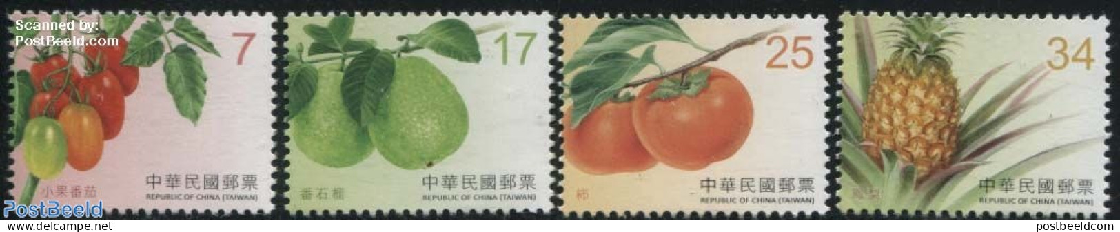 Taiwan 2016 Definitives, Fruit 4v, Mint NH, Health - Nature - Food & Drink - Fruit - Alimentación