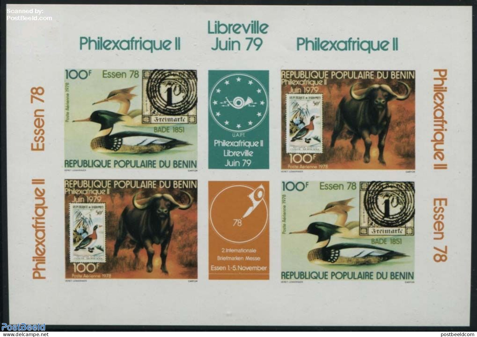 Benin 1978 Philexafrique M/s, Imperforated, Mint NH, Nature - Animals (others & Mixed) - Birds - Ducks - Stamps On Sta.. - Ungebraucht