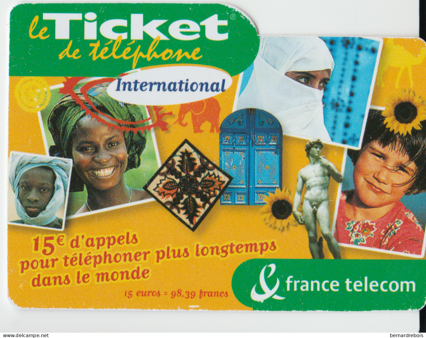 TC24 - TICKET TELEPHONE INTERNATIONAL 15 €, Pour 1 € - Per Cellulari (ricariche)