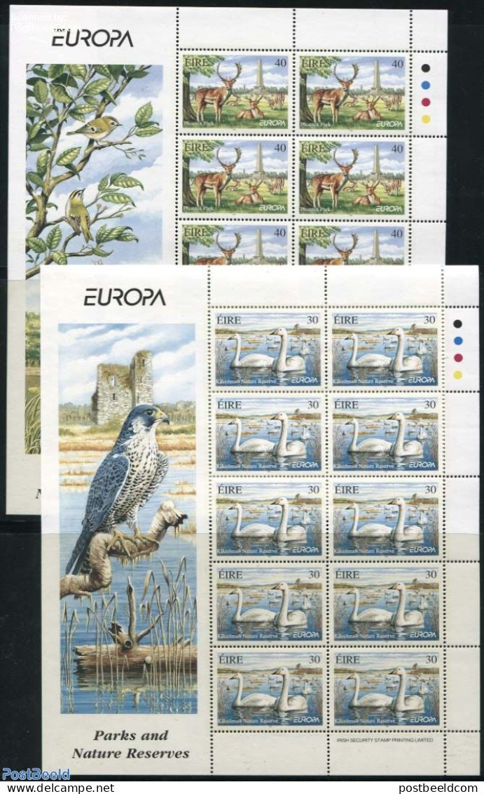 Ireland 1999 Europa, Parks 2 M/s, Mint NH, History - Nature - Europa (cept) - Birds - Deer - Ducks - Swans - Ungebraucht
