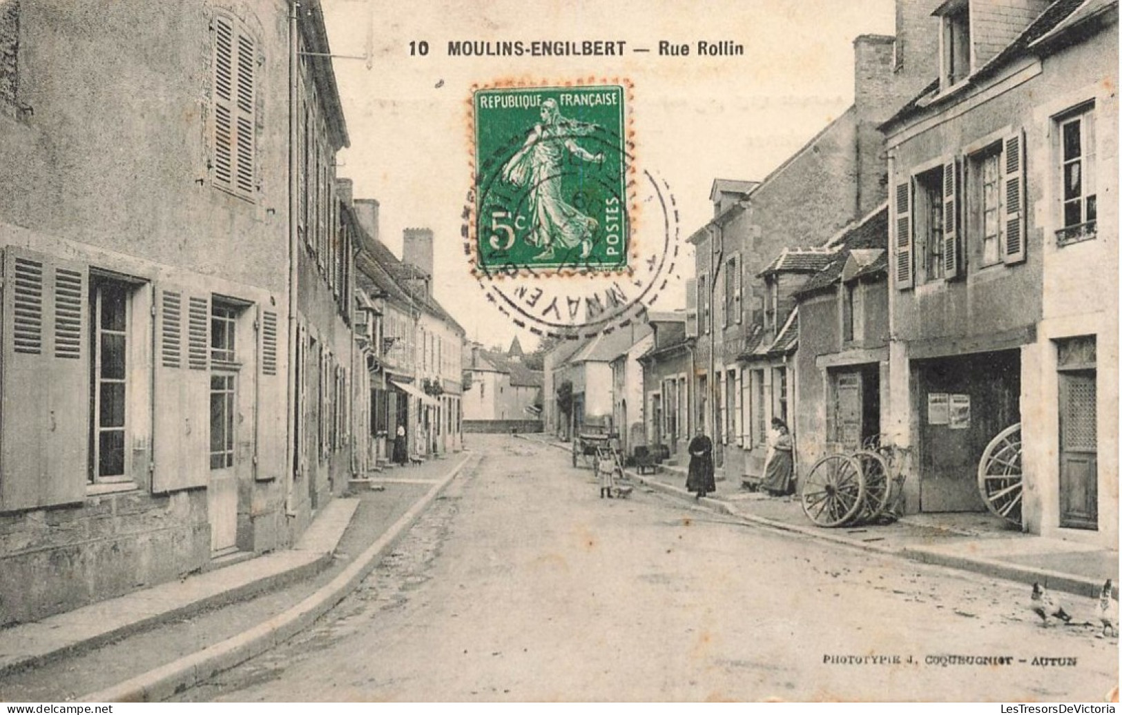 FRANCE - Moulins Engilbert - Rue Rollin - Vue Sur Une Rue - Plusieurs Maisons Autour - Carte Postale Ancienne - Chateau Chinon
