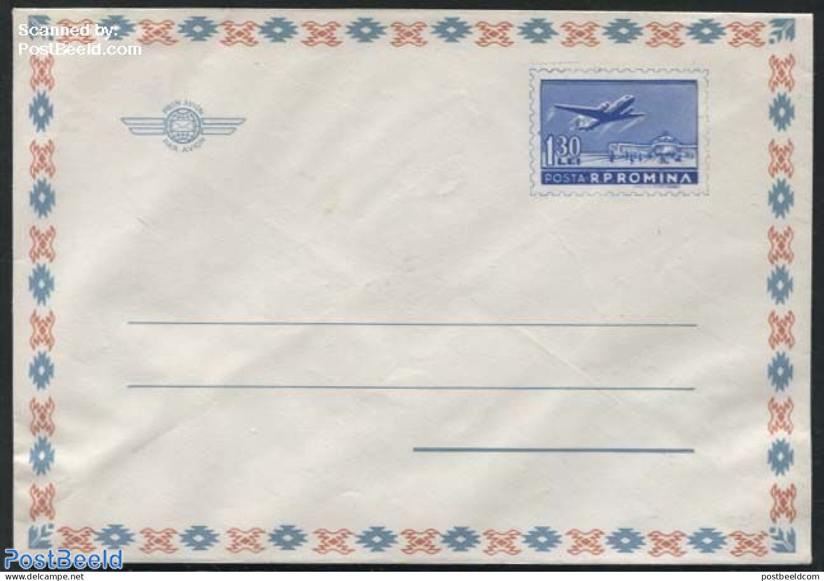 Romania 1960 Airmail Envelope 1.30L, Unused Postal Stationary, Transport - Aircraft & Aviation - Lettres & Documents