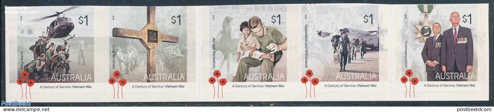 Australia 2016 Vietnam War 5v S-a, Mint NH, History - Transport - Decorations - Militarism - Helicopters - Aircraft & .. - Unused Stamps