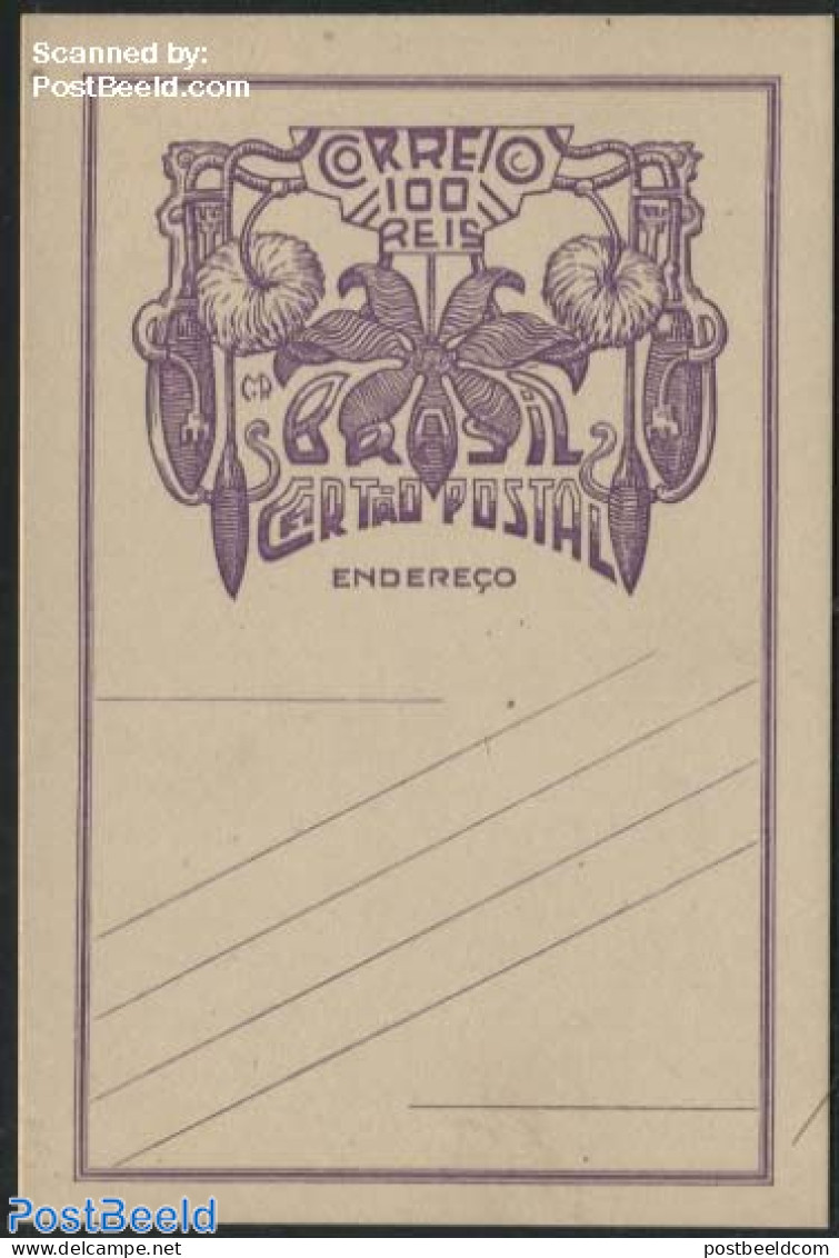 Brazil 1935 Postcard 100R, Purple, Unused Postal Stationary, Nature - Flowers & Plants - Covers & Documents
