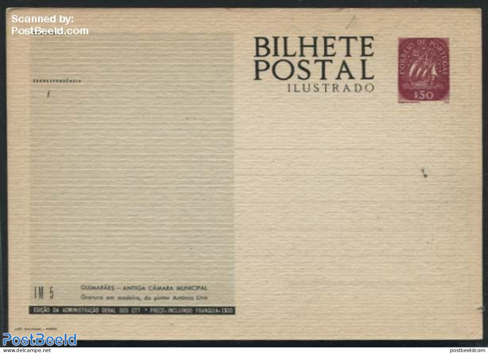 Portugal 1953 Illustrated Postcard IM5, Unused Postal Stationary - Covers & Documents