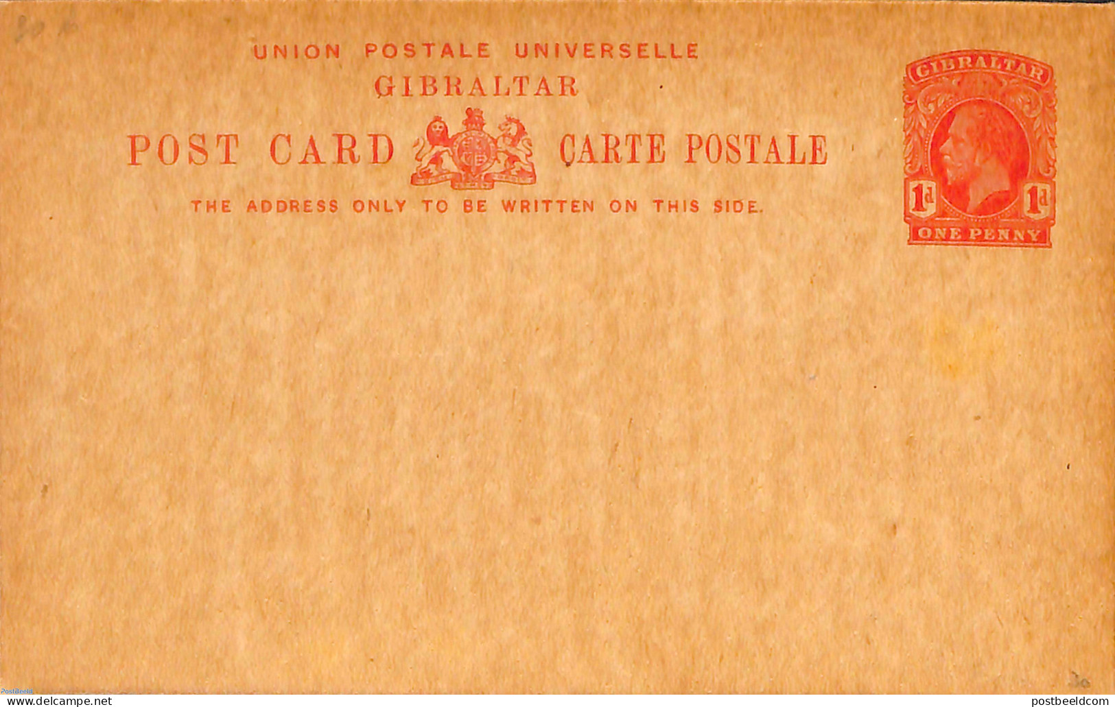 Gibraltar 1912 Postcard 1d, Unused Postal Stationary - Gibraltar