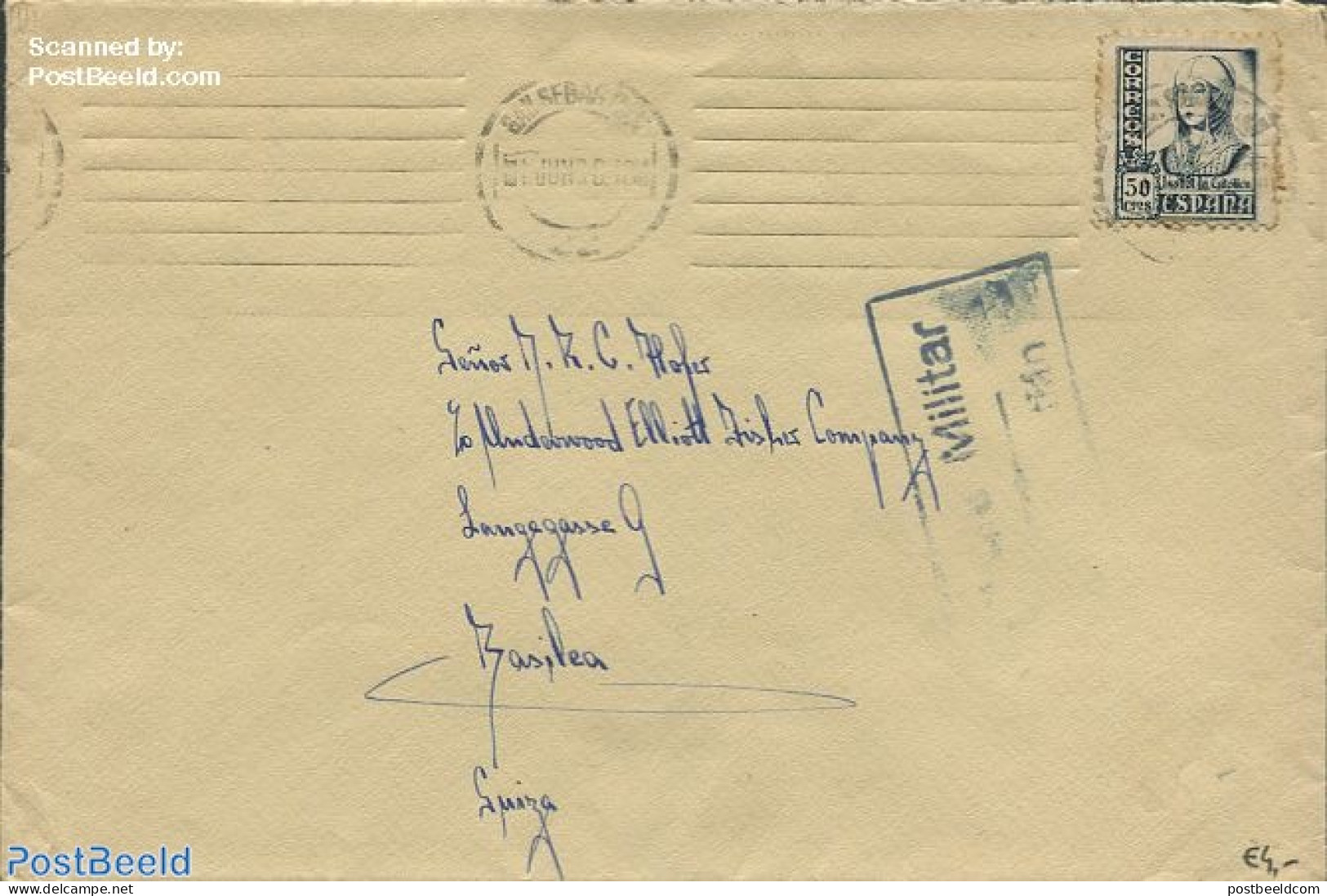 Spain 1922 Envelope To Basel, Postal History - Cartas & Documentos