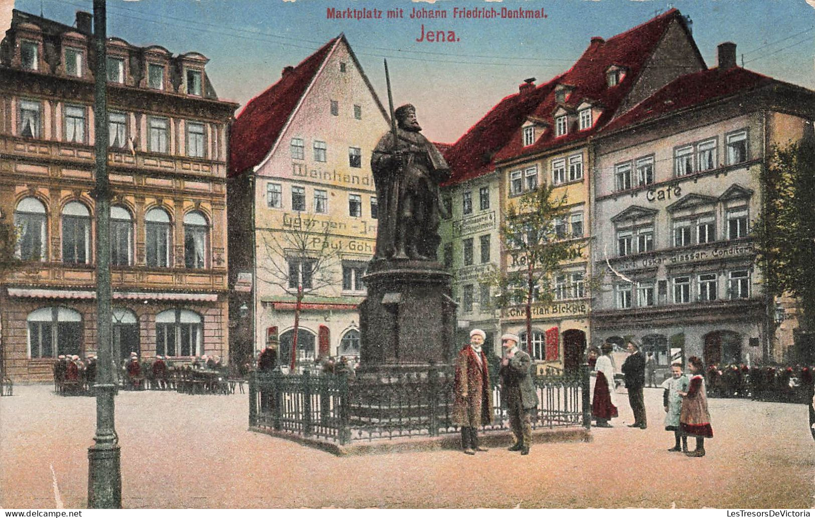 ALLEMAGNE - Jena - Marktplatz Mit Johann Friedrich Dnekmal - Animé - Colorisé - Carte Postale Ancienne - Jena