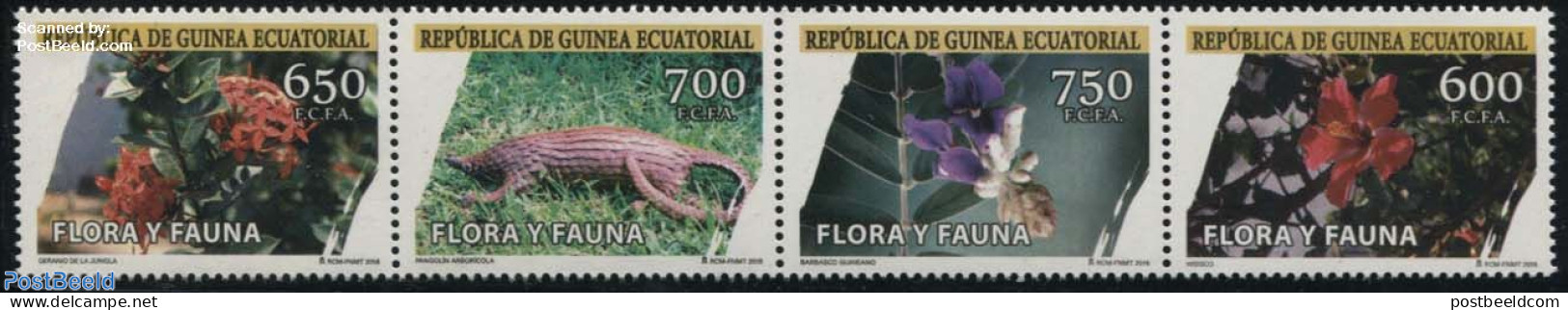 Equatorial Guinea 2016 Flora & Fauna 4v [:::], Mint NH, Nature - Animals (others & Mixed) - Flowers & Plants - Guinée Equatoriale