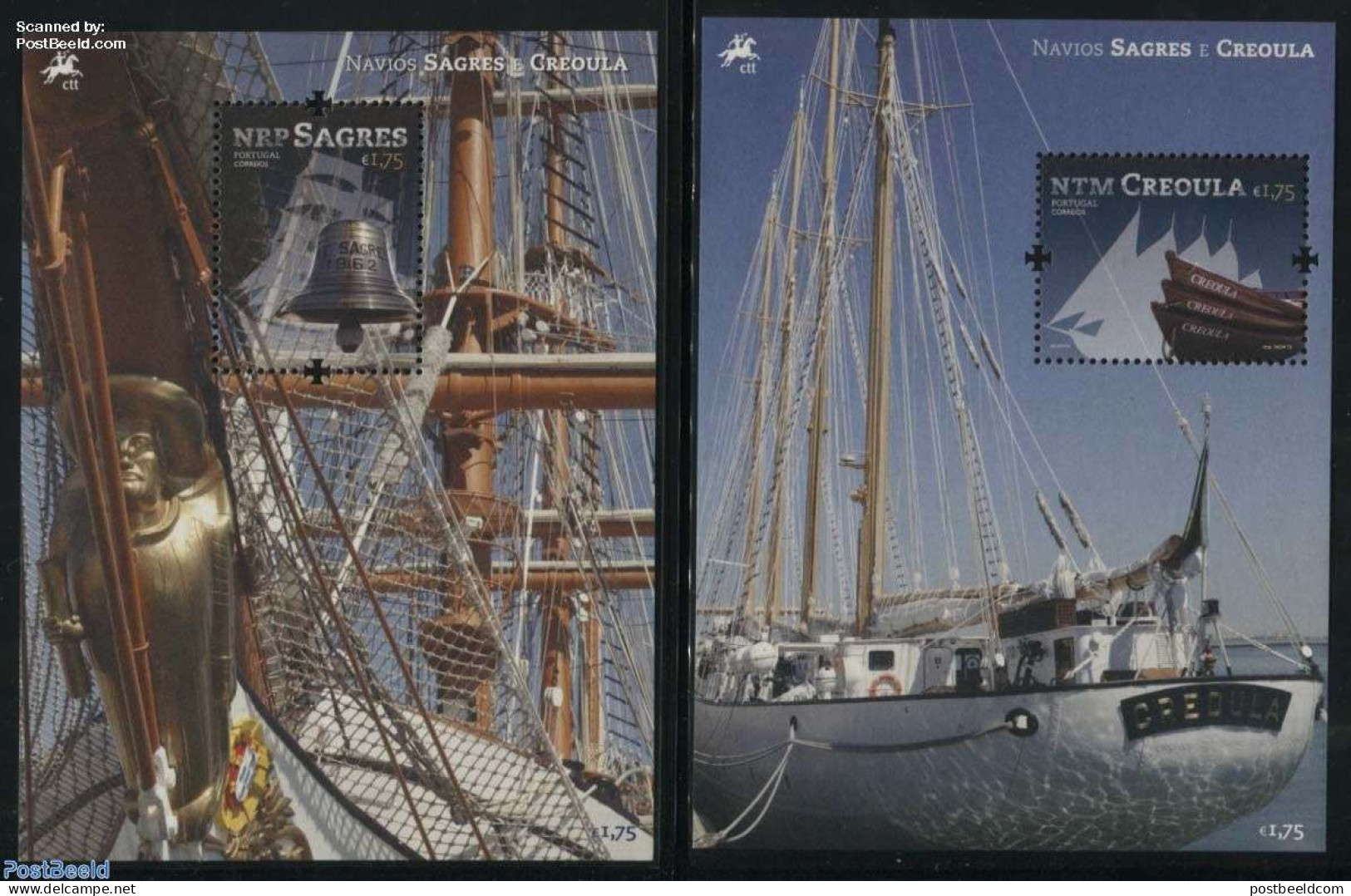 Portugal 2012 Sailing Ships 2 S/s, Mint NH, Transport - Ships And Boats - Unused Stamps