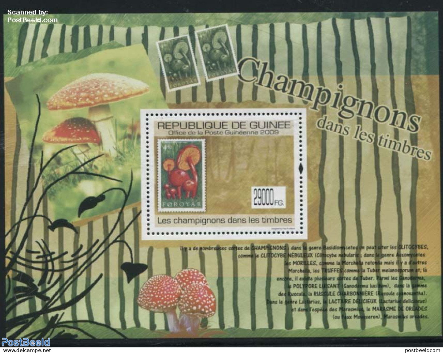 Guinea, Republic 2009 Mushrooms On Stamps S/s, Mint NH, Nature - Mushrooms - Stamps On Stamps - Funghi