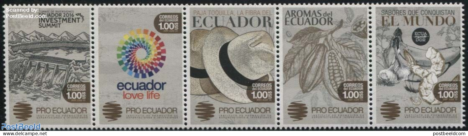 Ecuador 2016 Pro Ecuador 5v [::::], Mint NH, Health - Nature - Various - Food & Drink - Water, Dams & Falls - Export &.. - Levensmiddelen