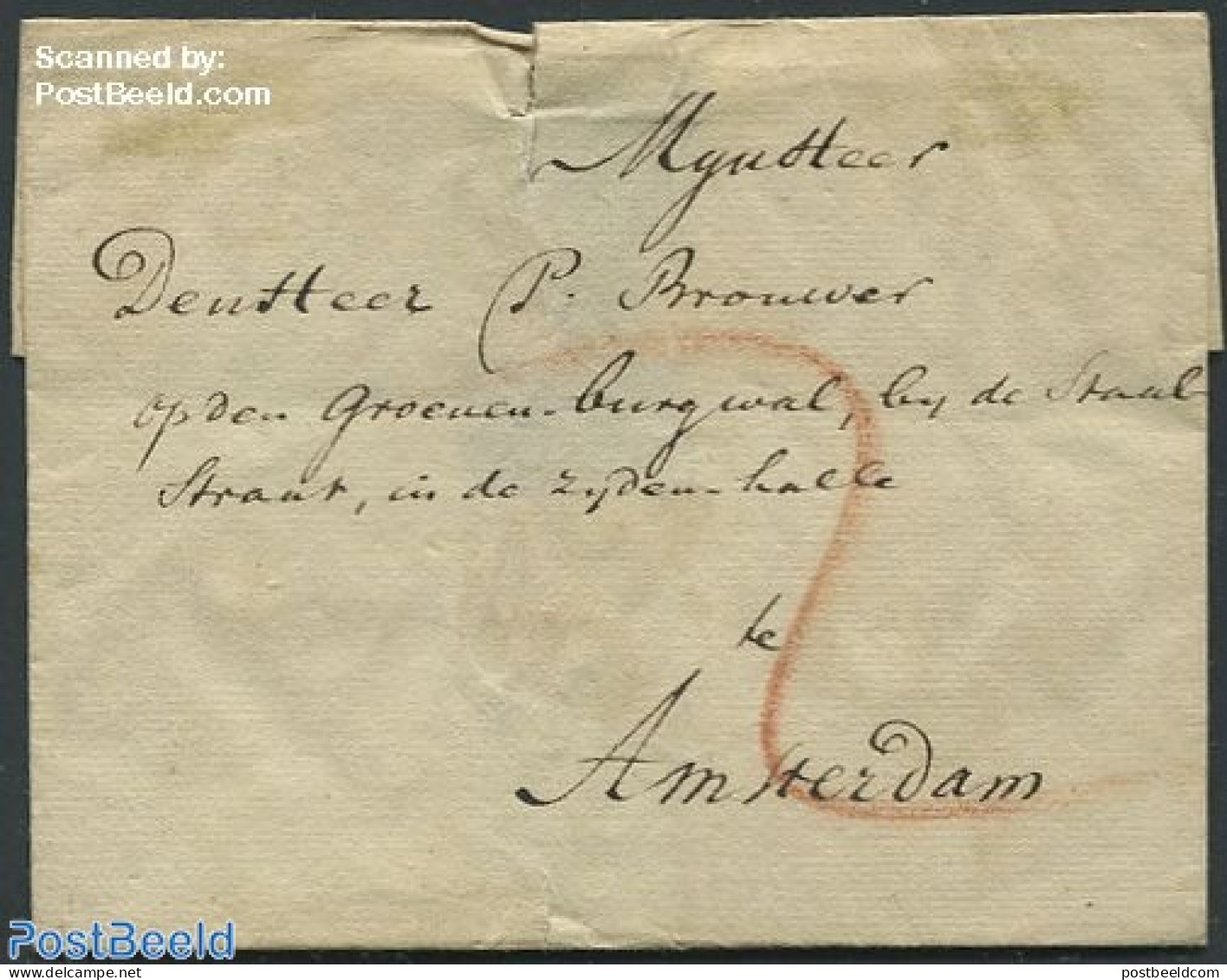 Netherlands 1795 Folding Cover To Amsterdam With Haarlem Mark, Postal History - ...-1852 Voorlopers