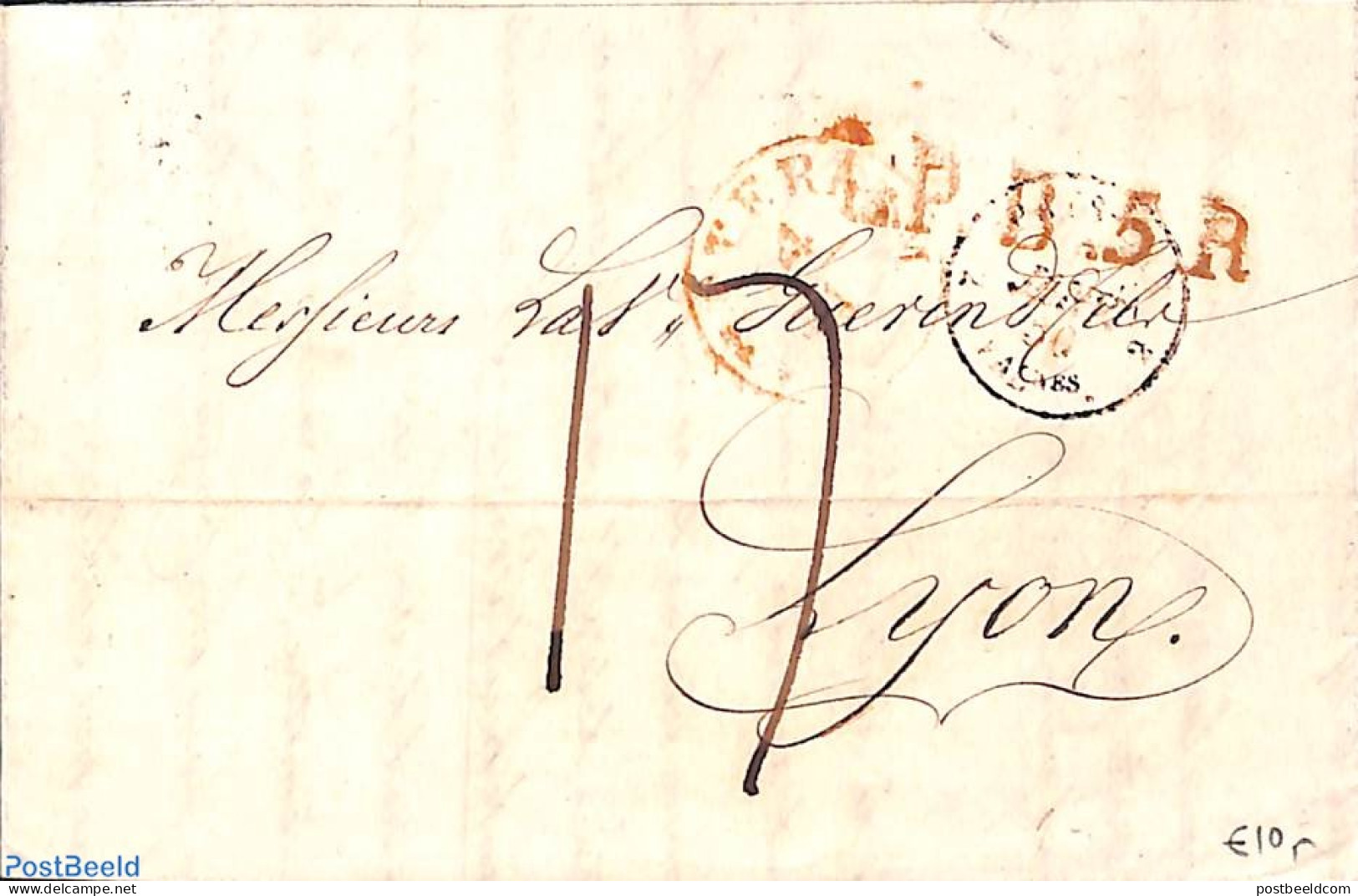 Netherlands 1850 Folding Letter From Amsterdam To Lyon, With Lyon Mark, Postal History - ...-1852 Voorlopers