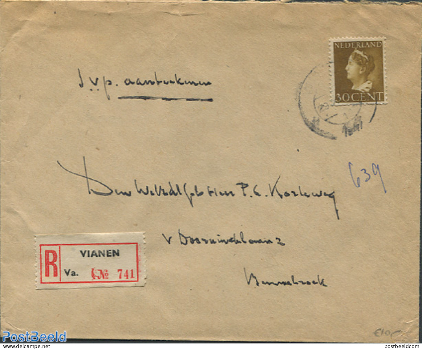 Netherlands 1940 Registered Letter With Nvph No.342, Postal History - Covers & Documents