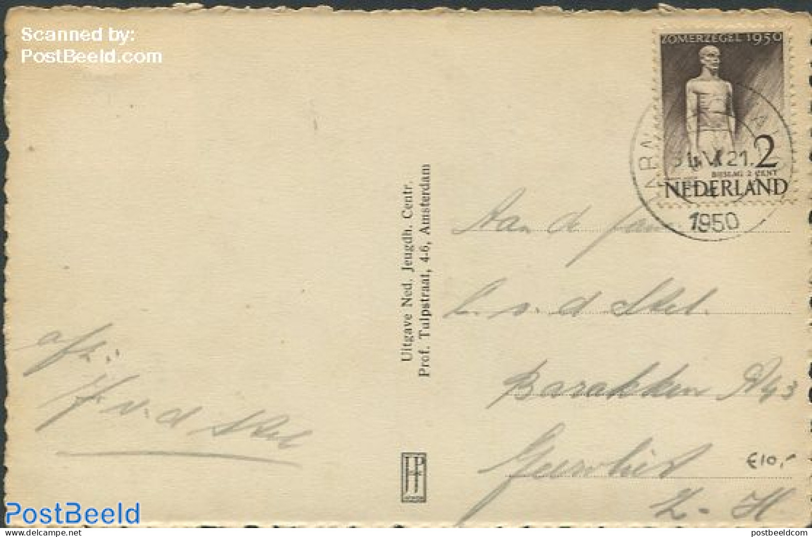 Netherlands 1950 Greeting Card With Nvph No.550, Postal History - Covers & Documents