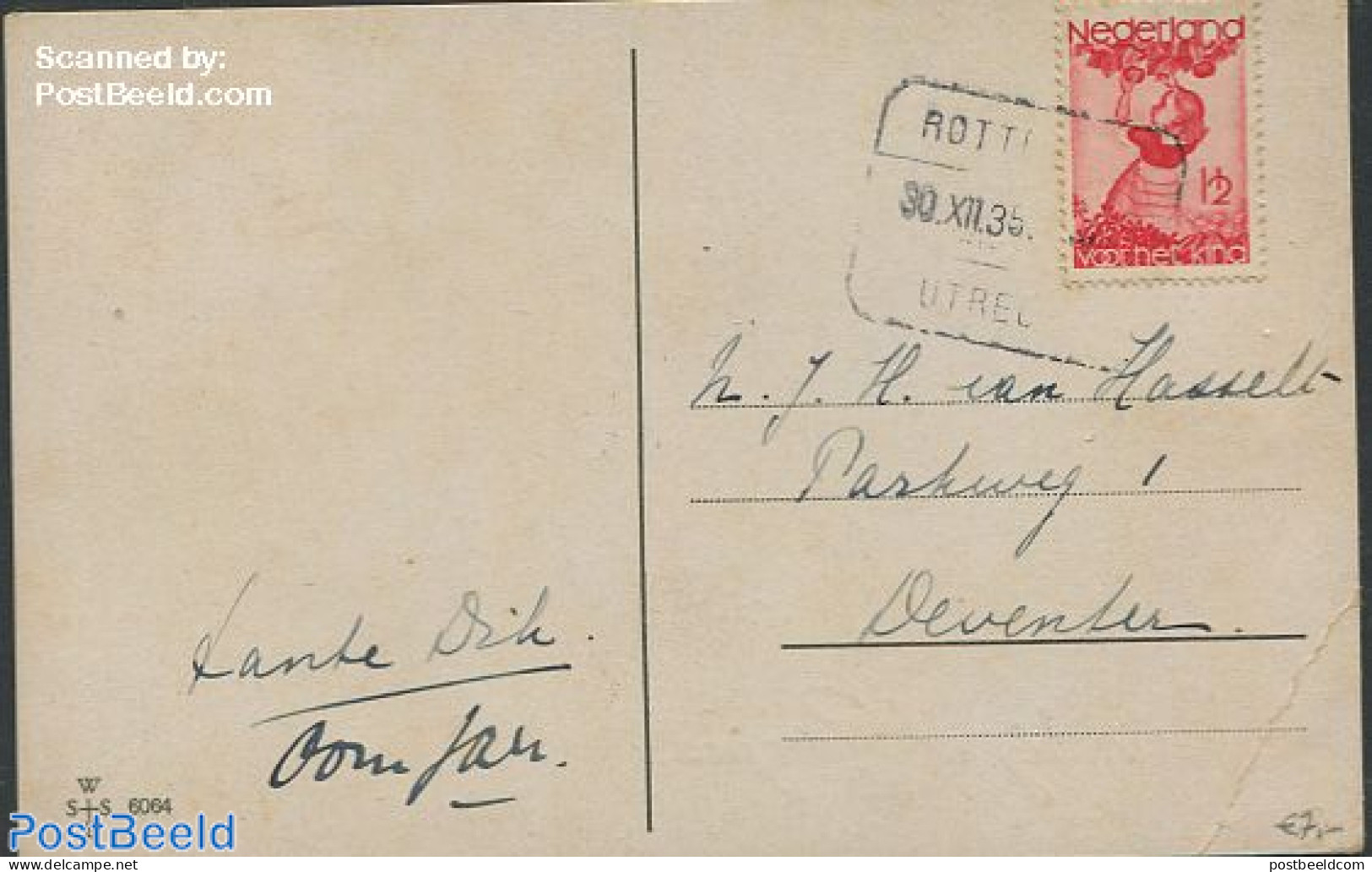 Netherlands 1935 Postcard To Deventer With Nvph No.279, Postal History - Covers & Documents