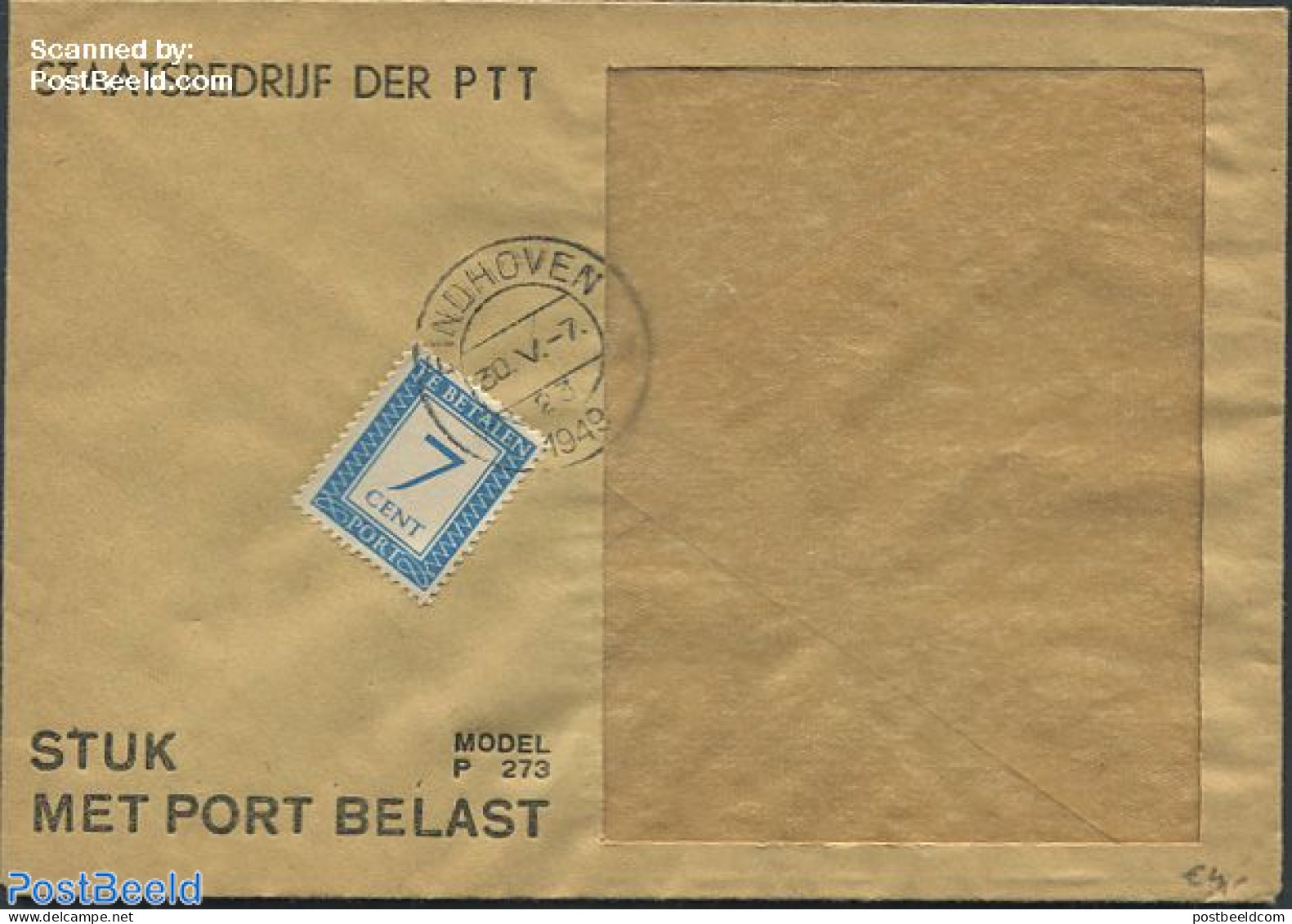 Netherlands 1949 Postage Due 7 Cent, Postal History - Covers & Documents