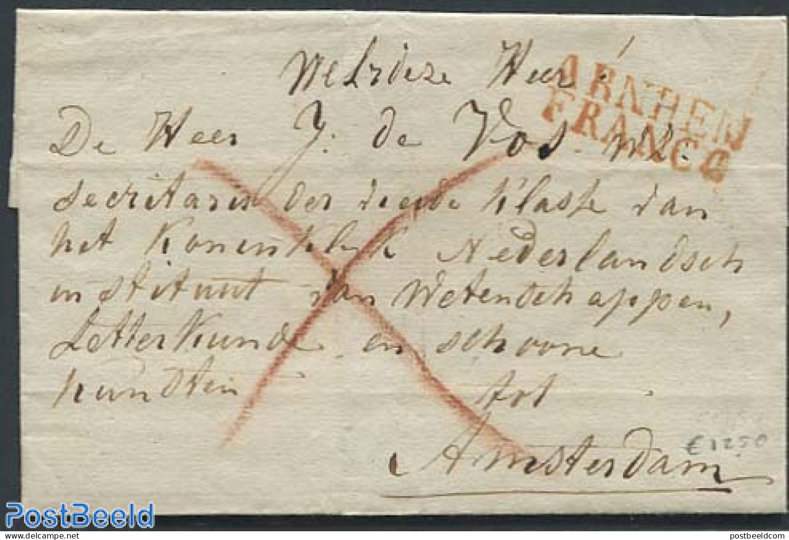 Netherlands 1829 Folding Cover From Arnhem To Amsterdam, Postal History - ...-1852 Voorlopers