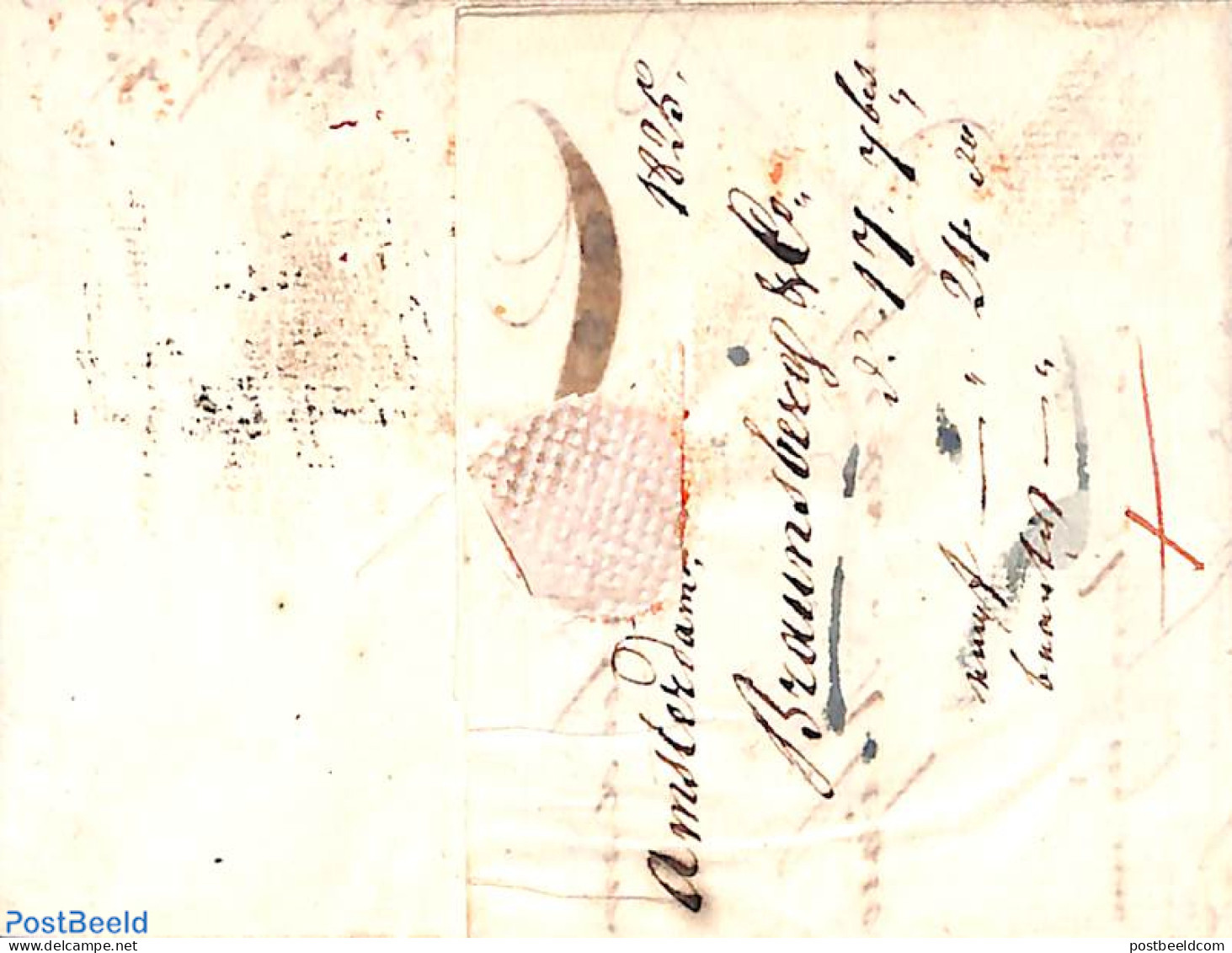 Netherlands 1825 Folding Letter From Amsterdam To Bordeaux, Postal History - ...-1852 Voorlopers