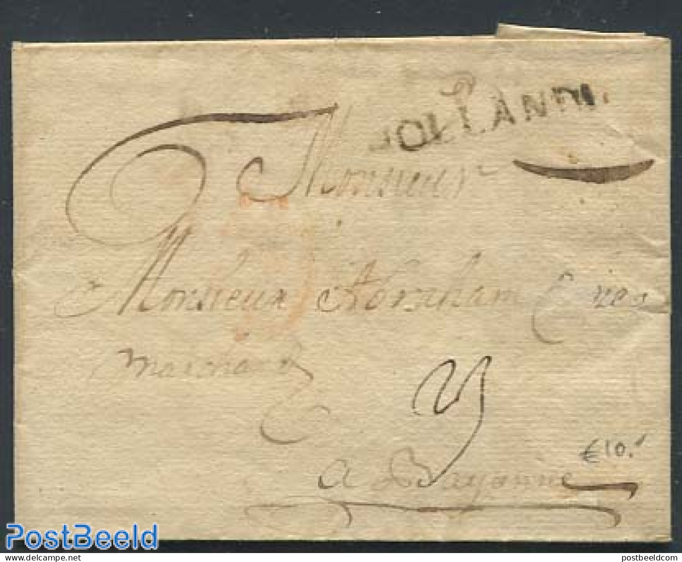 Netherlands 1825 Folding Cover From Holland To Bayonne, France, Postal History - ...-1852 Voorlopers