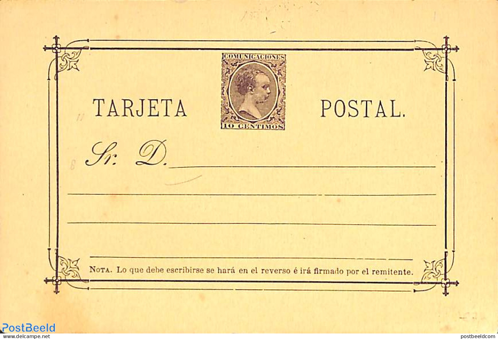 Spain 1889 Postcard 10cs Brown, Unused Postal Stationary - Cartas & Documentos