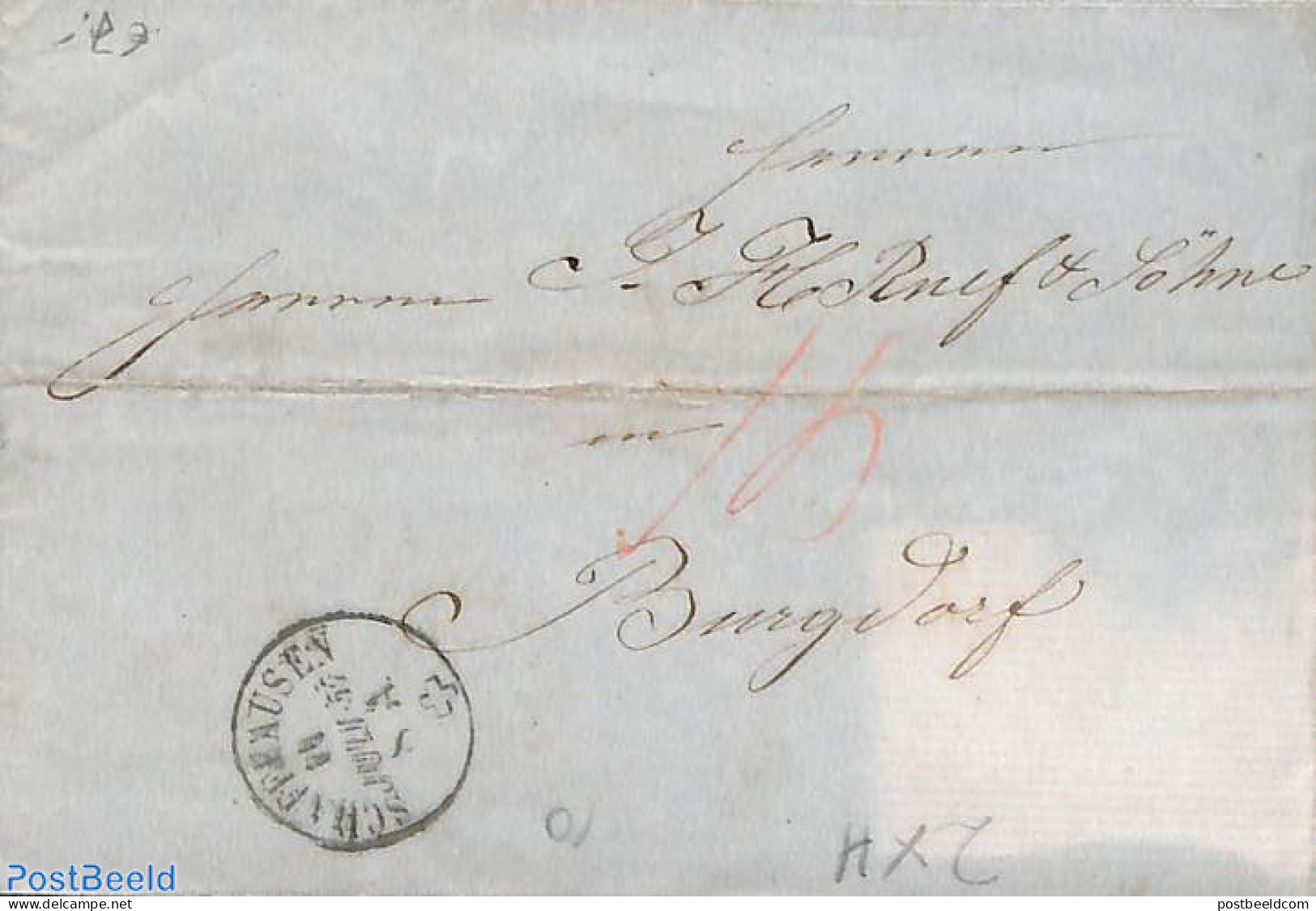 Switzerland 1857 Folding Letter From Schaffhausen, Postal History - Brieven En Documenten