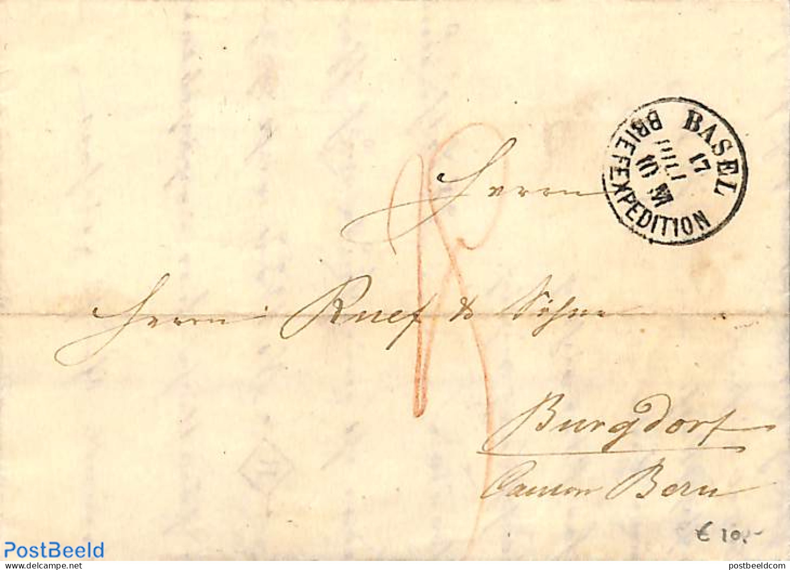Switzerland 1857 Folding Letter From Basel To Bern, Postal History - Brieven En Documenten