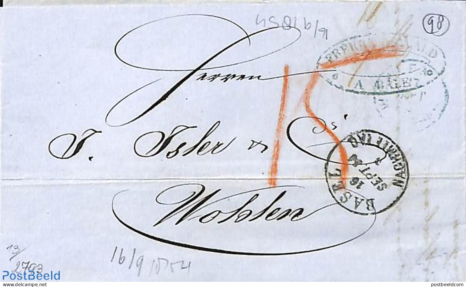 Switzerland 1854 Folding Letter From Wohlen, Postal History - Cartas & Documentos