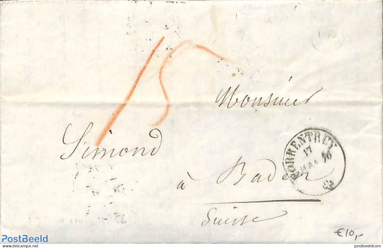 Switzerland 1856 Folding Letter From Switzerland, Postal History - Brieven En Documenten