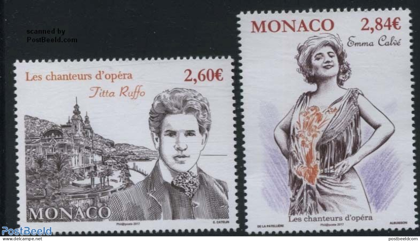 Monaco 2017 Opera Singers 2v, Mint NH, Performance Art - Music - Theatre - Unused Stamps