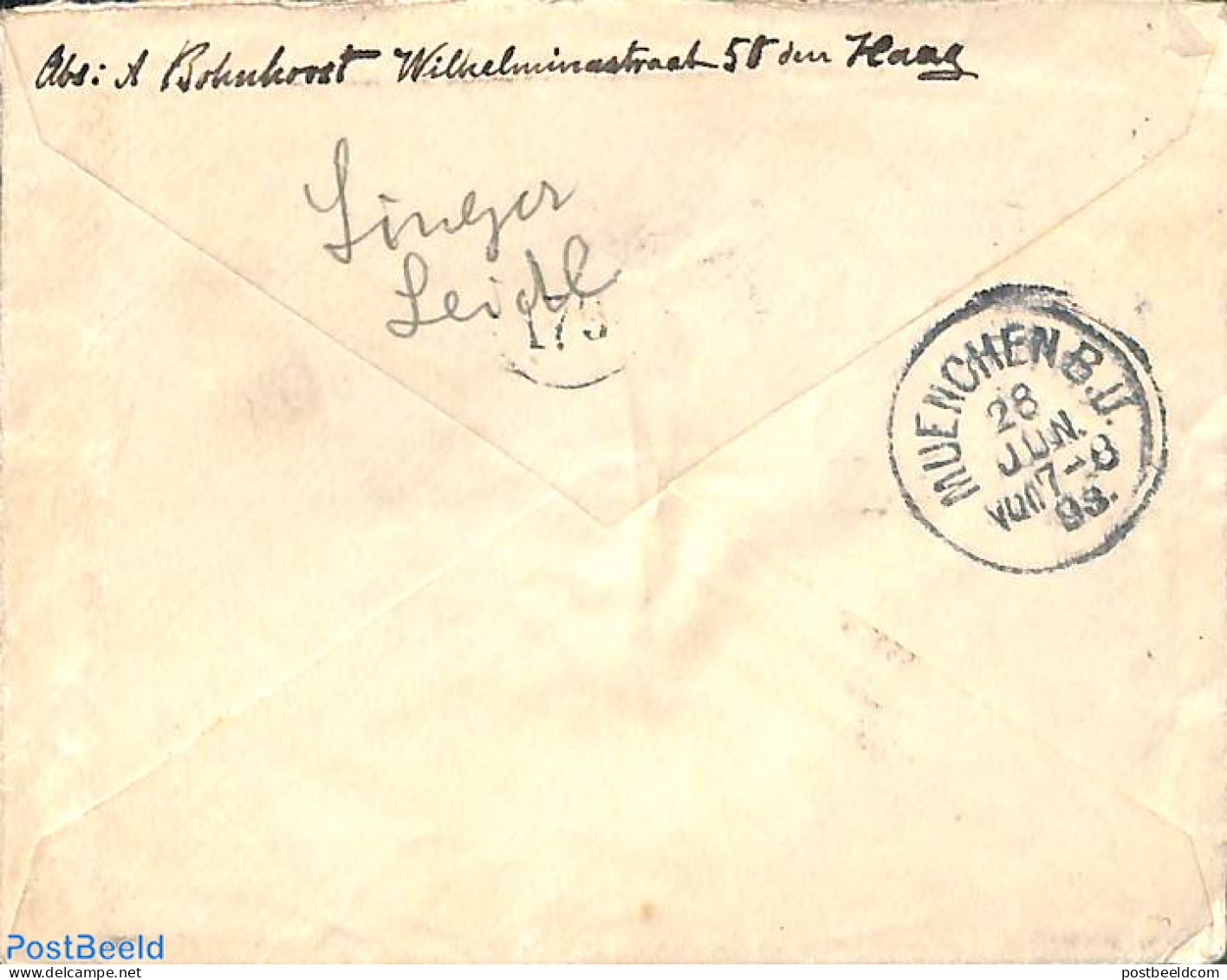 Netherlands 1893 Cover From The Hague To Munchen, See Both Postmarks. Drukwerkzegel 2.5 Cent And Princess Wilhelmina (.. - Storia Postale