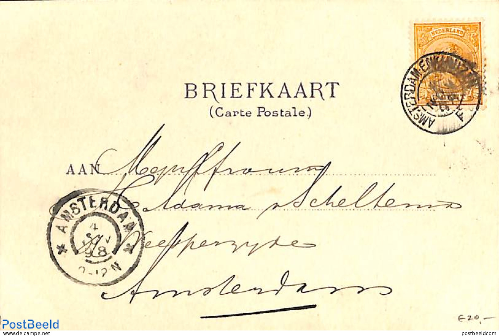 Netherlands 1898 Briefkaart From Hoorn To Amsterdam, See Amsterdam Postmark. Princess Wilhelmina (hangend Haar) 3 Cent.. - Storia Postale