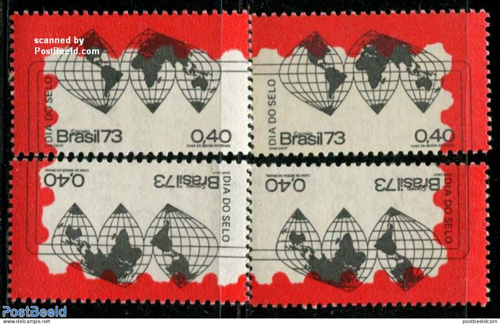 Brazil 1973 Stamp Day 4v, Mint NH, Globes - Maps - Neufs