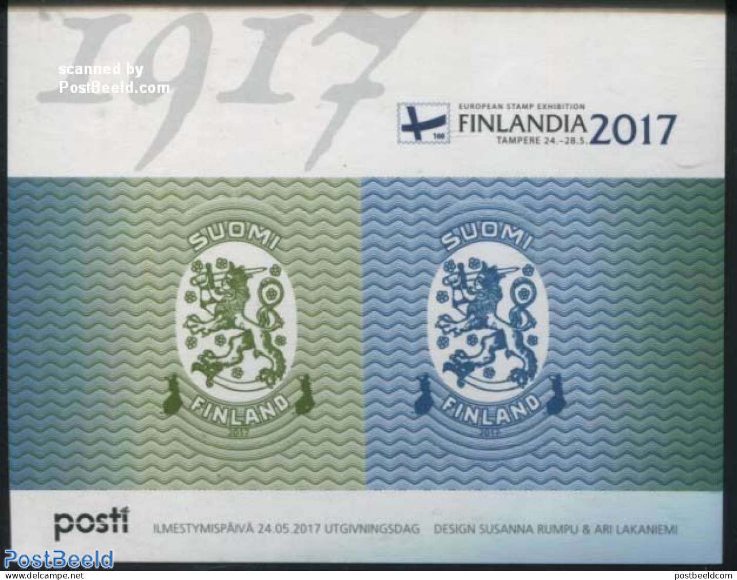 Finland 2017 Model 1917, Coat Of Arms S/s S-a, Mint NH, History - Coat Of Arms - Stamps On Stamps - Unused Stamps