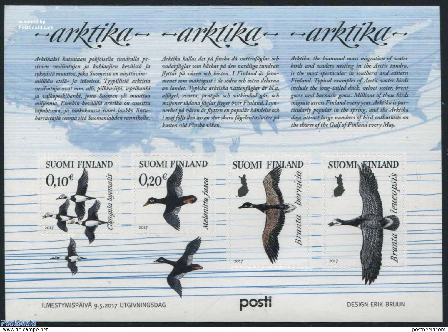 Finland 2017 Arktika, Birds 4v M/s, Mint NH, Nature - Birds - Unused Stamps