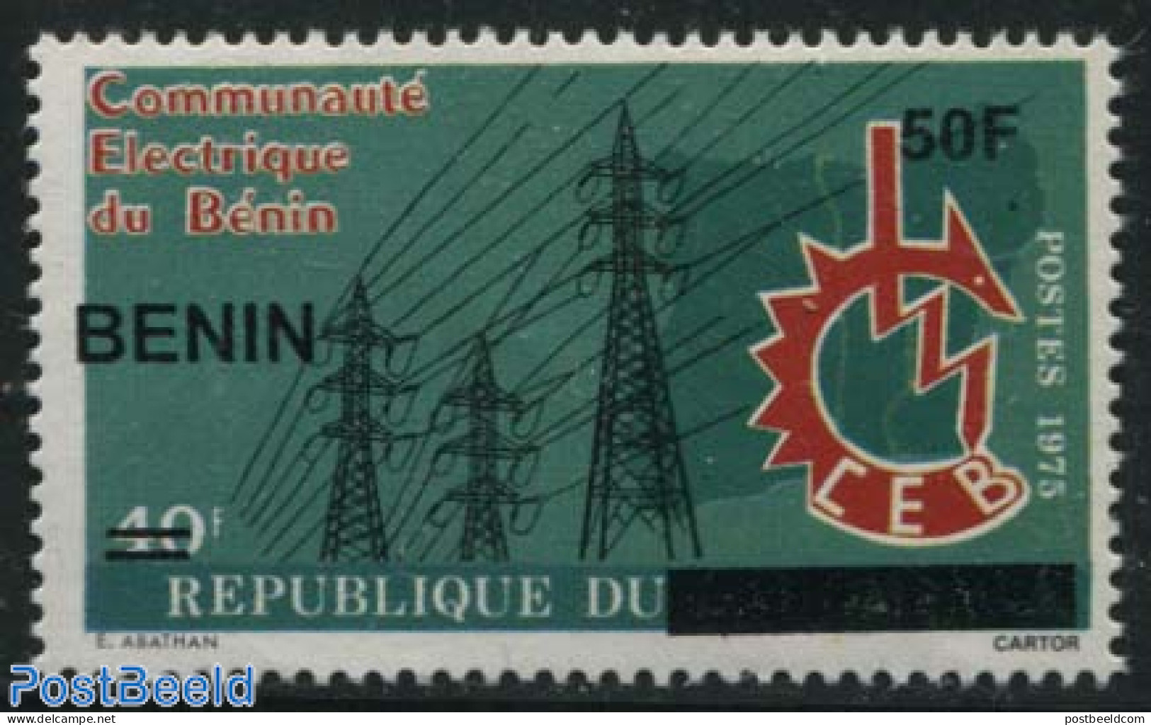 Benin 2009 50f On 40f, Electricity 1v, Mint NH, Science - Energy - Ungebraucht