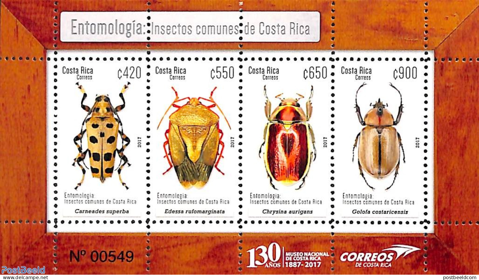 Costa Rica 2017 Insects 4v M/s, Mint NH, Nature - Insects - Costa Rica